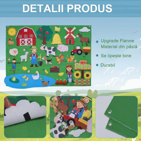 Jucărie Montessori din pâslă, animale de fermă, pentru copii
