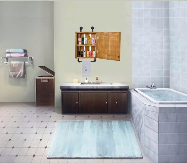 Dulap baie cu oglinda si etajera Calypso Homs, nuc-negru, 45 X 15 X 35 cm,10151
