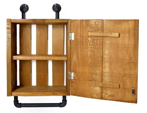 Dulap baie cu oglinda si etajera Calypso Homs, nuc-negru, 45 X 15 X 35 cm,10151