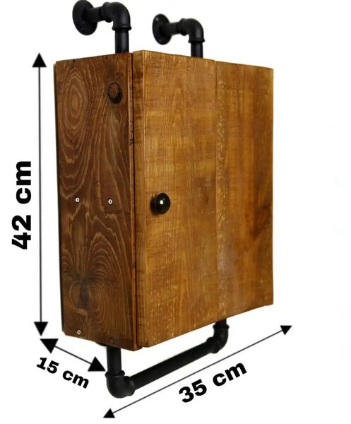 Dulap baie cu oglinda si etajera Calypso Homs, nuc-negru, 45 X 15 X 35 cm,10151