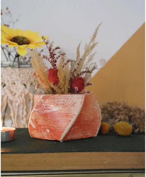 Ghiveci decorativ cu flori artificiale, homs seria A620,17x5.5x9 cm,30350
