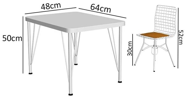 Set masuta cu scaune, Baby Homs, alb/natur, 64 x 48 x 50 cm,30600