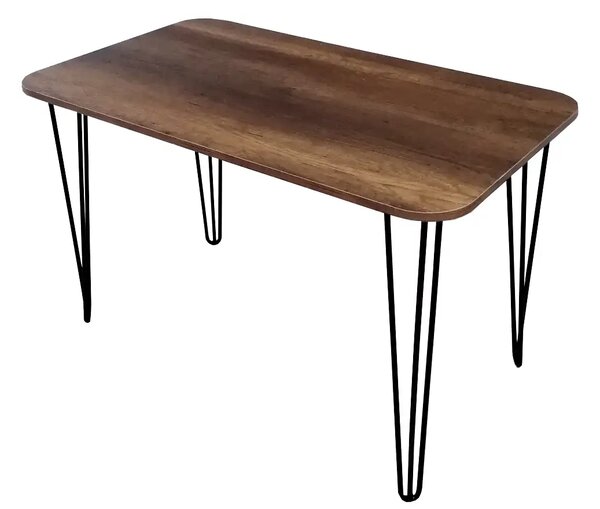 Set masa cu 4 scaune metal, Dream Homs, nuc/negru 70 x 110 cm