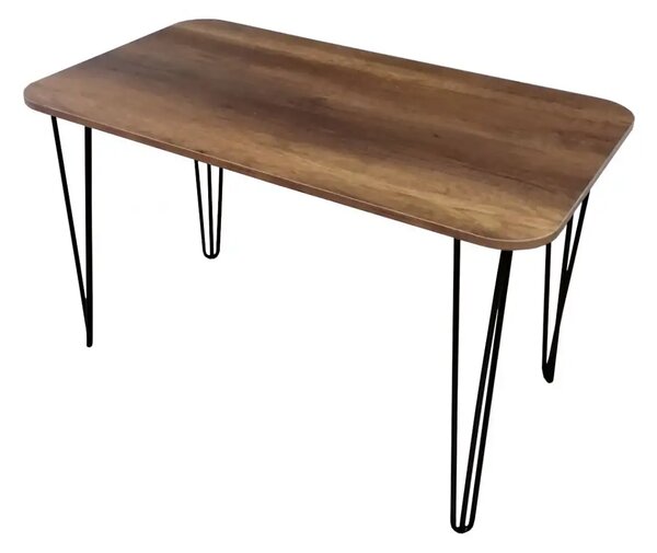 Set masa cu 4 scaune metal, Dream Homs, nuc/negru 70 x 110 cm