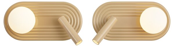 Set de 2 aplice de perete retro Taupe cu LED reglabil în 3 trepte și USB-C - Lila
