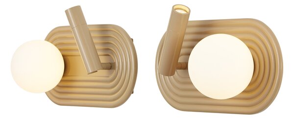 Set de 2 aplice de perete retro Taupe cu LED reglabil în 3 trepte și USB-C - Lila