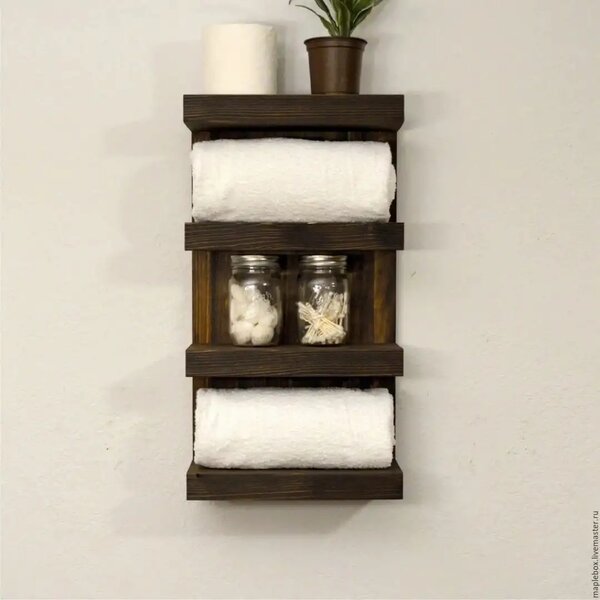 Suport prosop din lemn seria-620 Homs 65 x 12 x 20 cm, rustic,30099