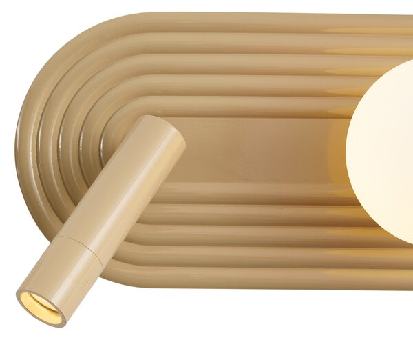 Set de 2 aplice de perete retro Taupe cu LED reglabil în 3 trepte și USB-C - Lila