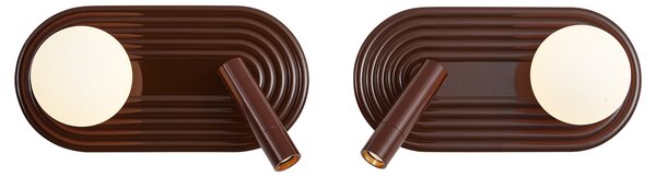 Set de 2 aplice de perete retro maro, inclusiv LED reglabil în 3 trepte și USB-C - Lila