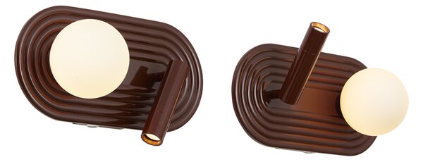 Set de 2 aplice de perete retro maro, inclusiv LED reglabil în 3 trepte și USB-C - Lila