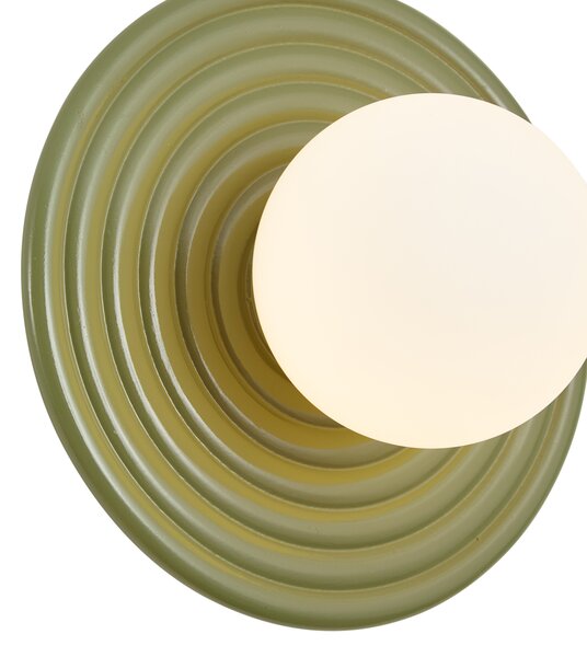 Lampă de perete retro verde cu opal rotund 20cm IP44 - Lila