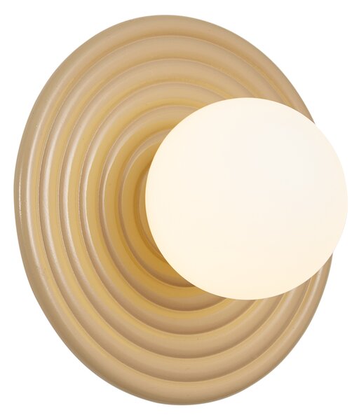 Retro Wall Lamp Taupe with Opal Round 20cm IP44 - Lila