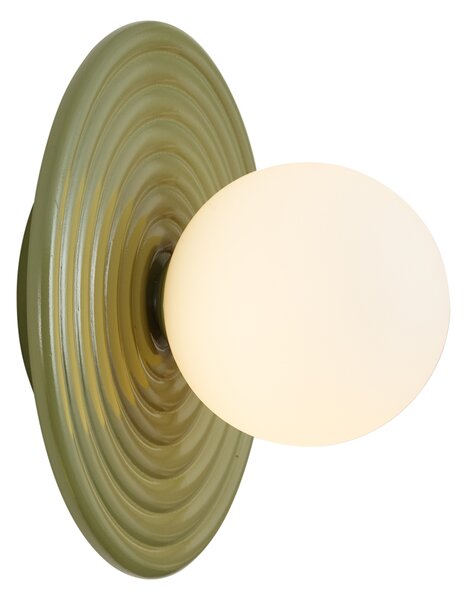 Lampă de perete retro verde cu opal rotund 20cm IP44 - Lila