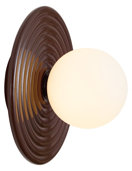 Lampă de perete retro Maro cu opal rotund de 20cm IP44 - Lila