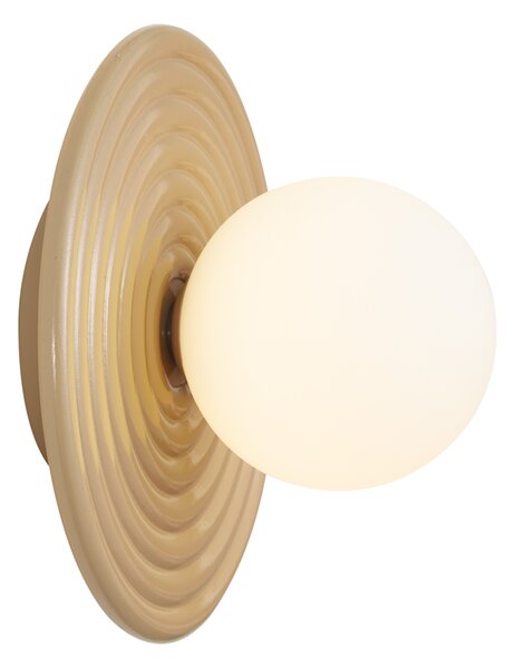 Retro Wall Lamp Taupe with Opal Round 20cm IP44 - Lila