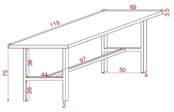 Masa+2 bancheta metal,lemn, Homs, 120 x 70 x 75 cm,seria A620, 30322