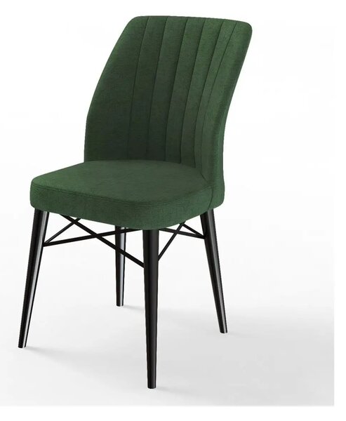 Set masa extensibila cu 6 scaune tapitate Homs cargold 250-30050 negru-VERDE,170 x 80 cm