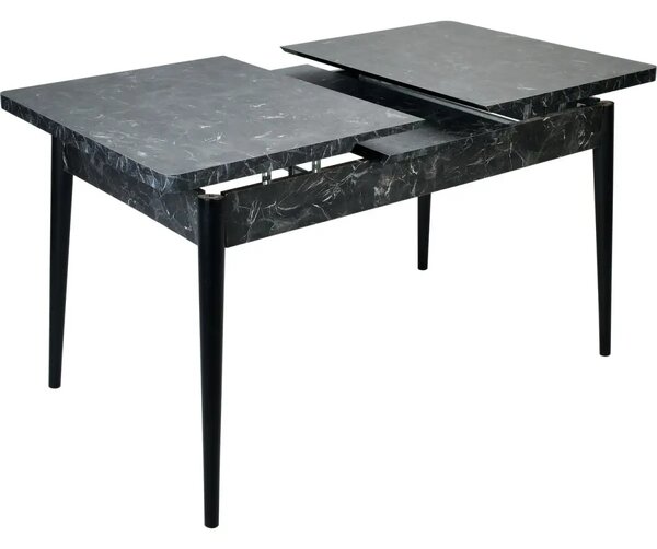 Set masa extensibila cu 6 scaune tapitate Homs cargold 250-30050 negru-VERDE,170 x 80 cm