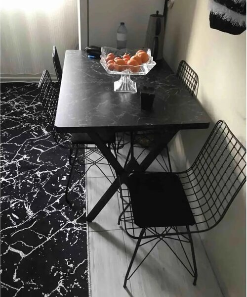 Set Masa Bucatarie cu 4 Scaune , Alb-negru,120x80x75 cm, 30409SET