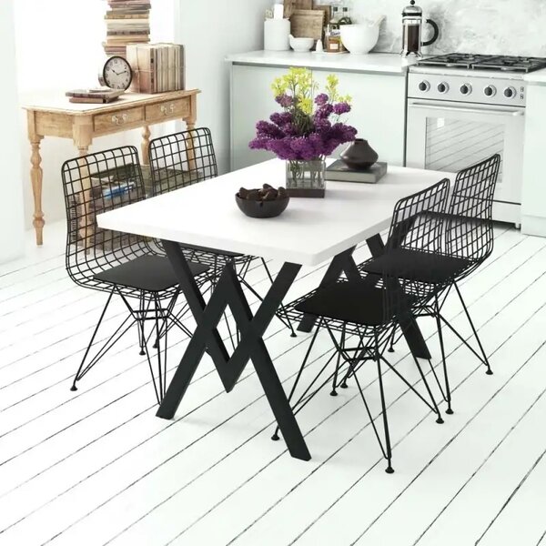 Set Masa Bucatarie cu 4 Scaune , negru,120x80x75 cm, 30050SET