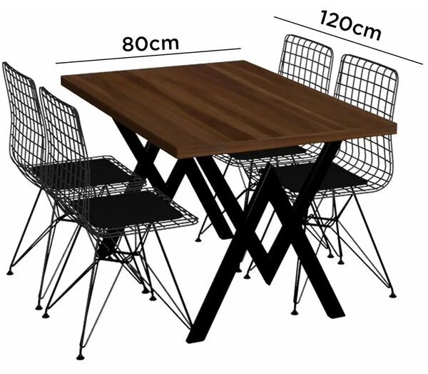 Set Masa Bucatarie cu 4 Scaune , Alb-negru,120x80x75 cm, 30409SET