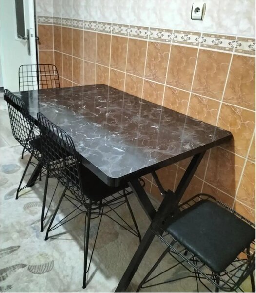 Set Masa Bucatarie cu 4 Scaune , Alb-negru,120x80x75 cm, 30409SET