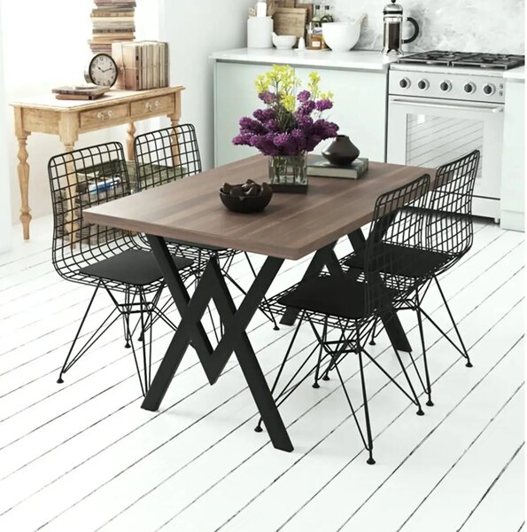 Set Masa Bucatarie cu 4 Scaune , Alb-negru,120x80x75 cm, 30409SET