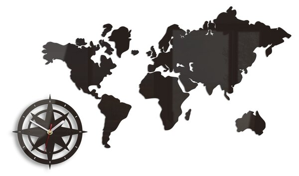 Ceas de perete WORLD MAP WENGE HMCNH051-wenge