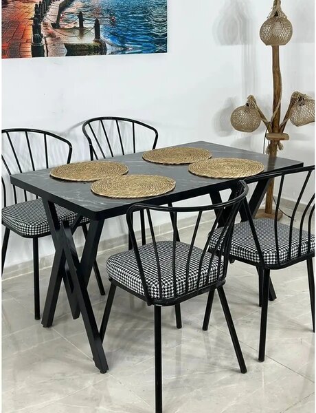 Scaun Fiona metal, balcon, terasa, bucatarie, birou, dining Homs, negru