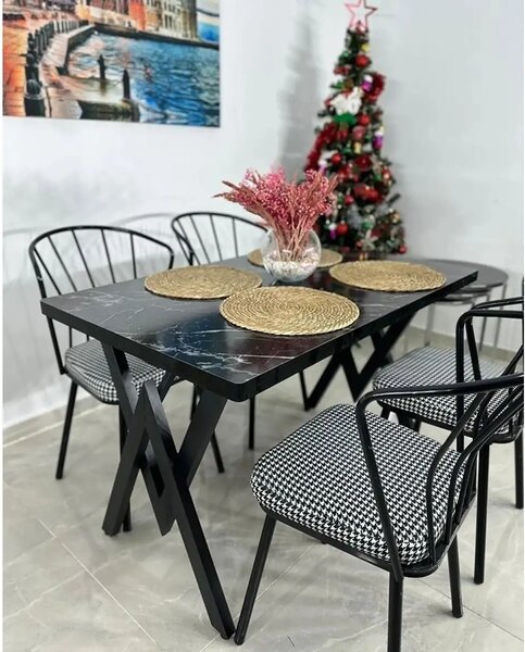 Scaun Fiona metal, balcon, terasa, bucatarie, birou, dining Homs, negru