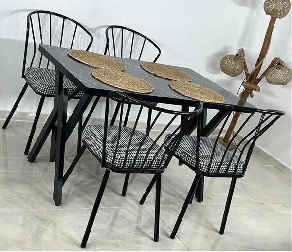 Scaun Fiona metal, balcon, terasa, bucatarie, birou, dining Homs, negru