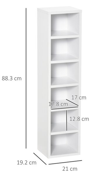 HOMCOM Bibliotecă Raft pentru CD, Set din 2 Piese cu 12 Rafturi din Lemn, 21x19,2x88,3 cm, Alb | Aosom Romania