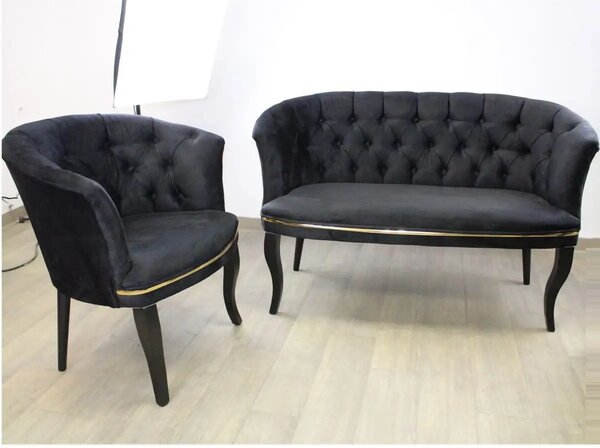 Set canapea Milano Relax 2+1, Homs textil negru