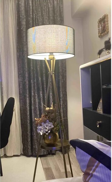 Lampadar cu masuta gri-auriu Homs,seria lx, 160 cm,40013