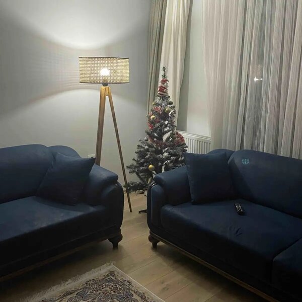 Lampadar corp lemn textil,nuc- bej, Homs, 153 cm,40006
