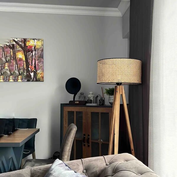 Lampadar corp lemn textil,nuc- bej, Homs, 153 cm,40006