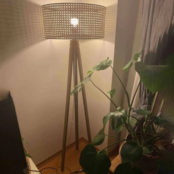 Lampadar corp lemn textil,nuc- bej, Homs, 153 cm,40006