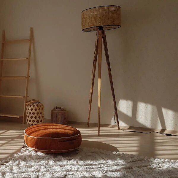 Lampadar corp lemn textil,nuc- bej, Homs, 153 cm,40006