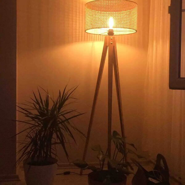 Lampadar corp lemn textil,nuc- bej, Homs, 153 cm,40006