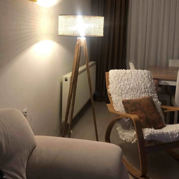 Lampadar corp lemn textil,nuc- bej, Homs, 153 cm,40006