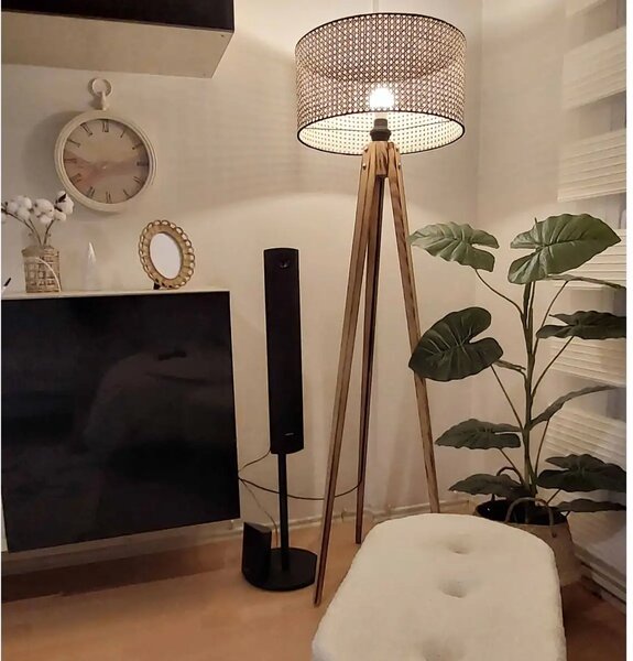 Lampadar corp lemn textil,nuc- bej, Homs, 153 cm,40006