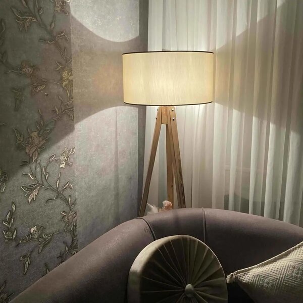 Lampadar cu masuta metal-,nuc-bej Homs, 153 cm,40007
