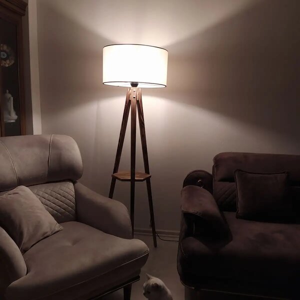 Lampadar cu masuta metal-,nuc-bej Homs, 153 cm,40007