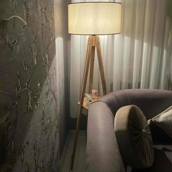 Lampadar cu masuta metal-,nuc-bej Homs, 153 cm,40007