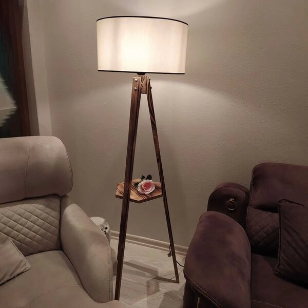 Lampadar cu masuta metal-,nuc-bej Homs, 153 cm,40007