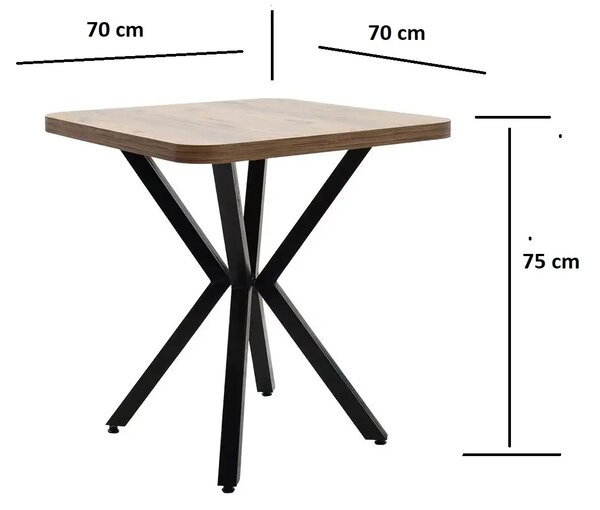 Masa bucatarie patrat texturata, Homs 70 x 70X75 cm,600125