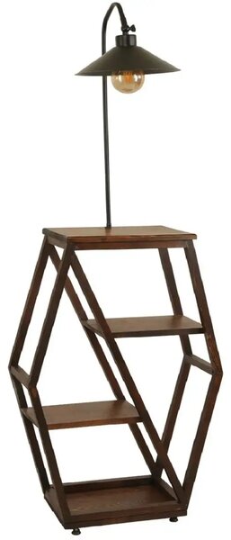 Masuta cu lampadar lemn-metal, Homs, nuc-negru,Seria lx, 40061