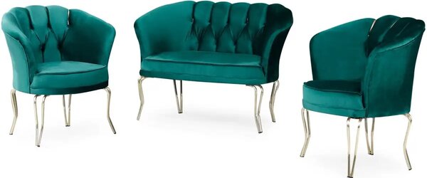 Set canapea Viena Homs textil verde-auriu,30703