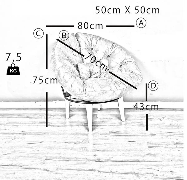 Fotoliu tapitat cu stofa si picioare metalice,rotund,homs,seria B-120,20042