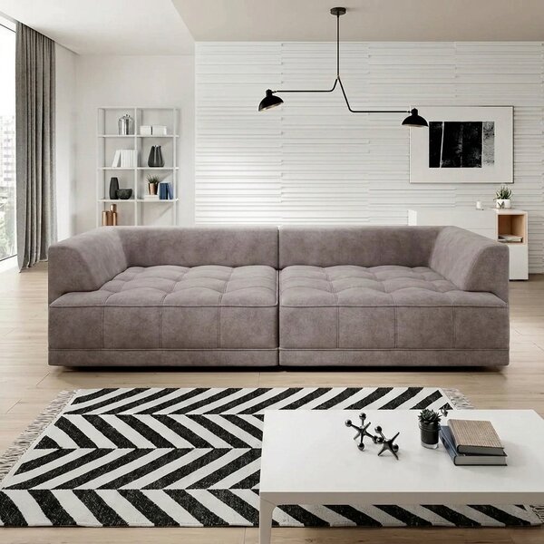 Canapea moderna pentru living TIGA, stofa catifelata bej - Whisper 3